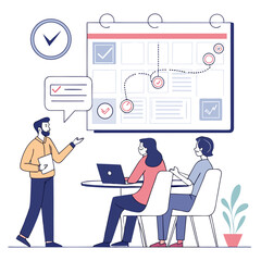 Business team planning digital roadmap with presentation vector