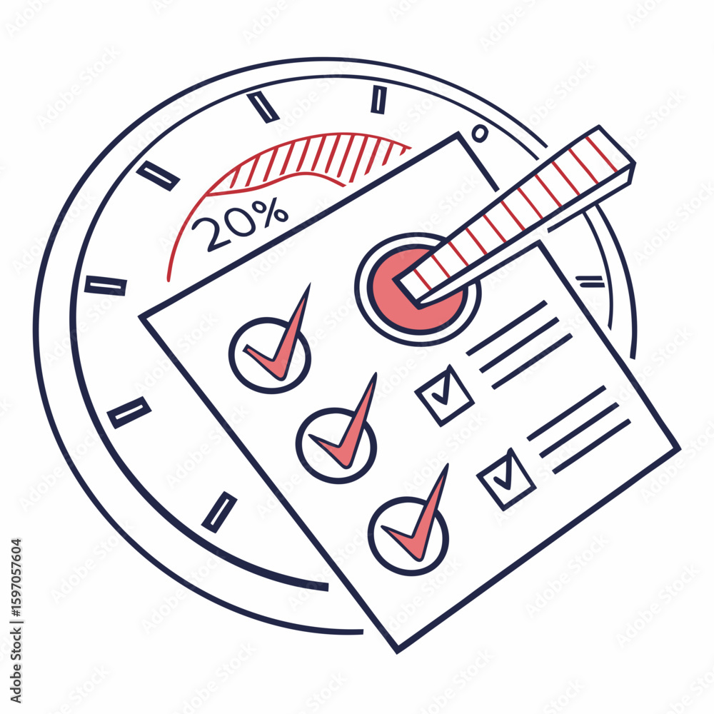 Aufkleber checklist progress indicator with ticks and percentage vector