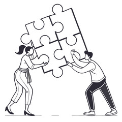 Diverse people assembling puzzle pieces collaboration concept teamwork connection