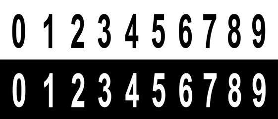 Modern Numeric Font Set – High-Contrast Black and White Stylized Numbers 0 to 9 for Graphic Design and Typography Projects