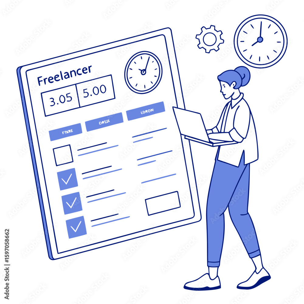 Poster freelancer dashboard with time tracking and checklist hours