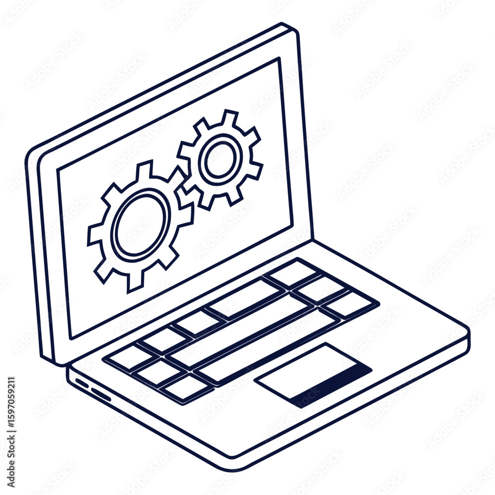 Aufkleber laptop with interlocking gears configuration settings technology