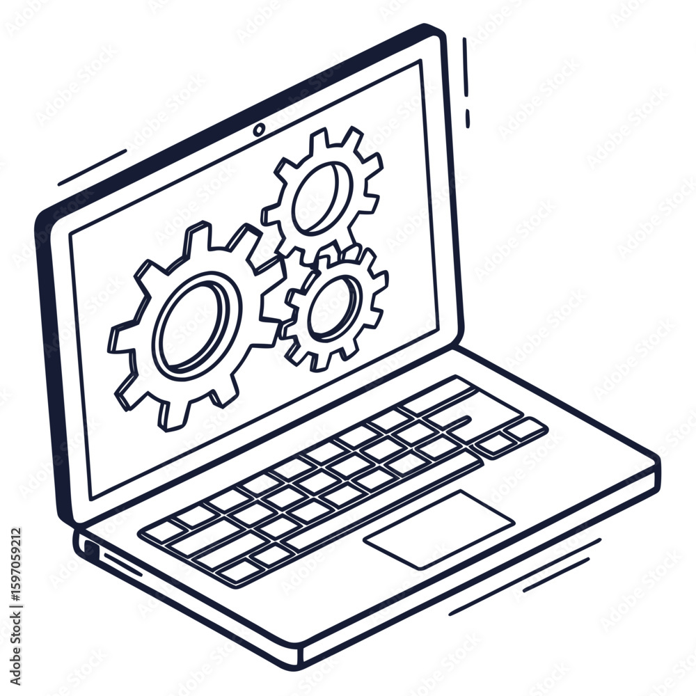Aufkleber laptop with interlocking gears for technology configuration settings