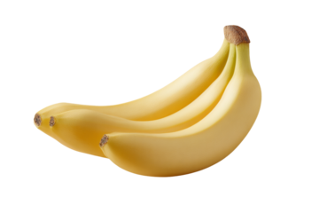 Minimalist Banana Trio with Soft Yellow Gradient Background Fade, Side View Arrangement, Isolated on Transparent Background