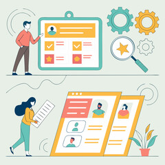 Online applicant profiles with hiring process elements recruitment