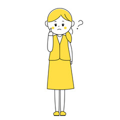 疑問を持つ制服姿の女性のイラスト