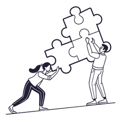 People fitting puzzle pieces together collaboration concept teamwork connection