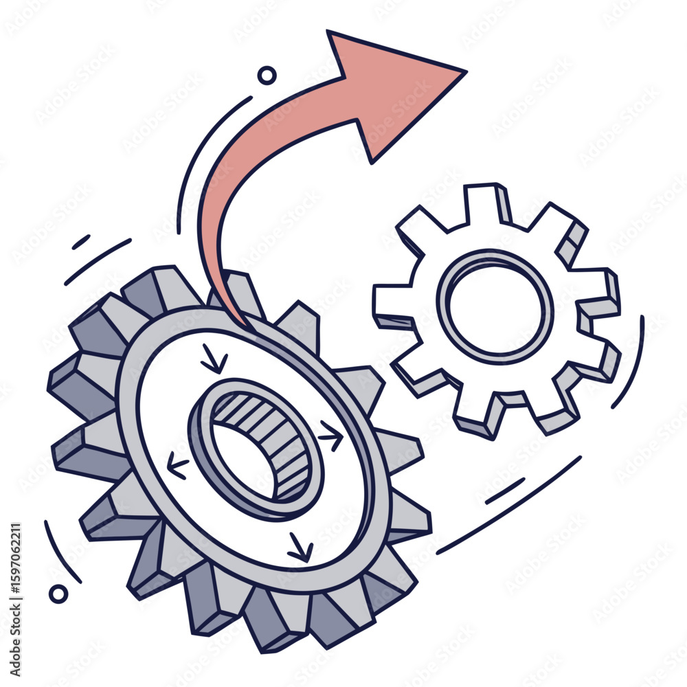 Poster process transformation gears with directional arrow vector