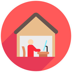 Office rounded flat color, mini illustration icon. use for modern concept, print, UI, UX kit, web and app development. Vector related to remote working, work from home