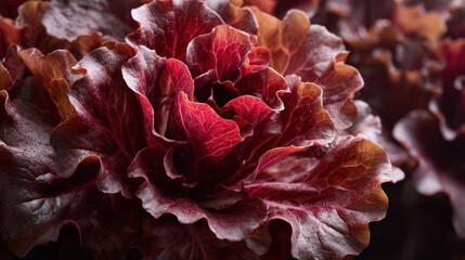 Red Leaf Lettuce Close Up: A Crimson Kaleidoscope