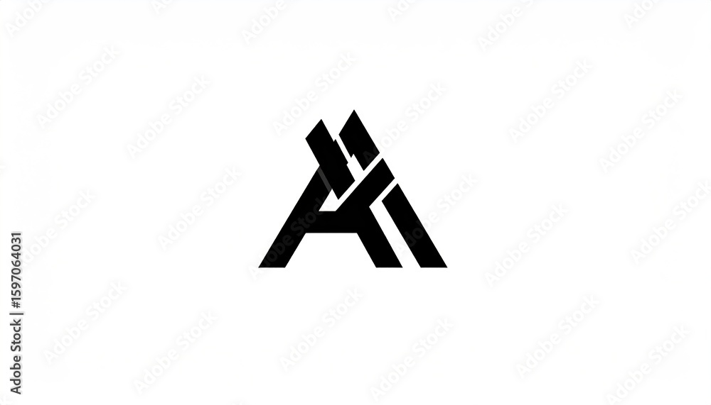 Fototapete abstract logo design featuring interconnected letter a shapes in black against a white background, c