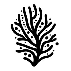 Marine coral silhouette with dotted branches and abstract shape