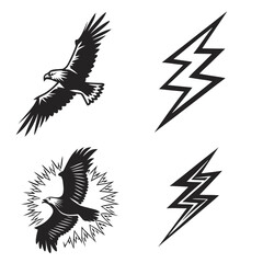 Black eagles and lightning bolts flying wings