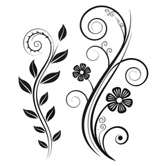 Black floral swirls and leaves leaf vine