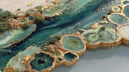 Abstract Teal Green Gold Glitter Texture Background