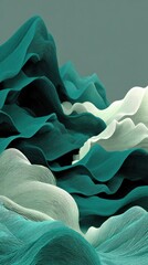 Abstract Teal and White Pixel Mountains Minimalist Design