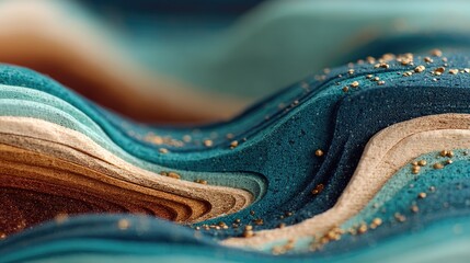 Abstract Teal Gold Ocean Wave Texture