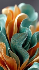 Abstract Teal Orange Gold Wave Texture Background
