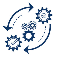 Blue gears and arrows cycle process workflow