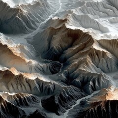 Abstract Terrain Elevation Lines Curves Brown Grey White Digital Art