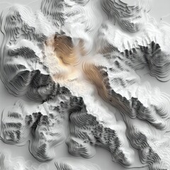 Abstract Topographic Contour Lines 3D Render