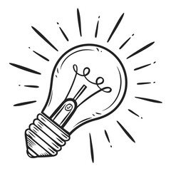 Bright idea lightbulb radiating energy creativity innovation