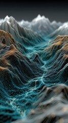 Abstract Topographic Mountain Range Digital Art