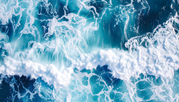 Ocean wave sea water aerial view turquoise foam surf