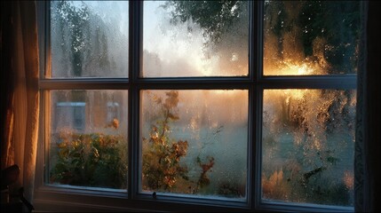 Misty Sunrise Through a Window Pane