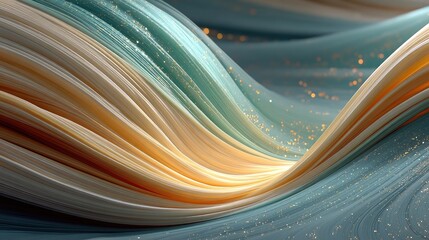 Abstract Wave Background with Cream Taffy and Cyan Textures