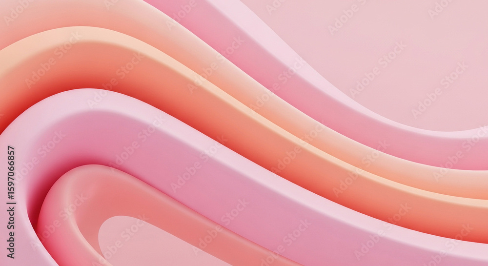 Aufkleber abstract flowing curves and pastel gradients of pink and peach create a soft, modern, and inviting b