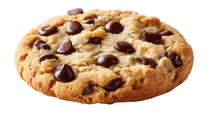 Closeup of a delicious chocolate chip cookie with melting chunks, tempting treat