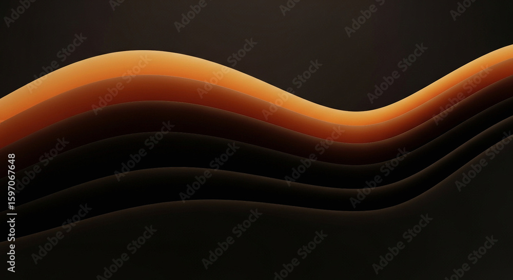 Aufkleber abstract warm glowing orange curves layered over dark undulating background creating a sense of dept