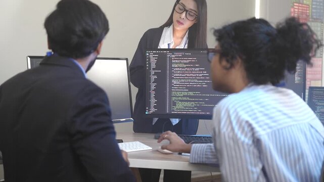 A dedicated IT team collaborates in a command center, working on a critical software deployment or incident response. Concept for system implementation, teamwork, and operations.