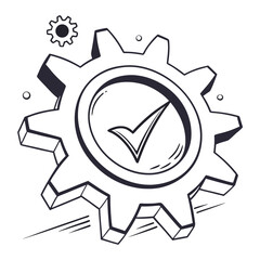 Gear with checkmark symbol success approval