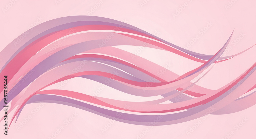 Poster abstract flowing ribbons in soft pink and lavender hues create a dynamic and elegant backdrop for de