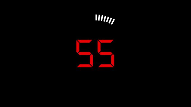 A sleek countdown icon animates from 60 to 0 seconds with a circular progress bar gradually shrinking, numbers ticking down, and subtle glow pulsing each second.
