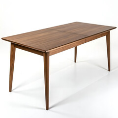 Extendable modern dining table isolated on white background.