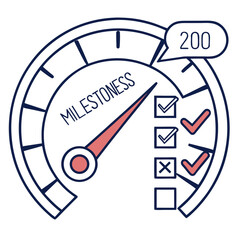 Progress meter with checklist and speech bubble progress bar