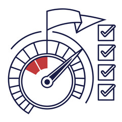 Progress meter with checklist and flag progress bar