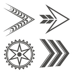 Sharp angular arrow designs and starburst emblem chevron