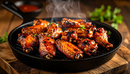 Grilled chicken wings bbq sauce delicious food meal