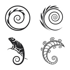 Tribal lizard and spiral designs tattoo