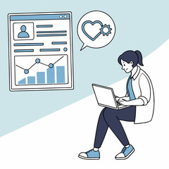 Woman building personal brand online with laptop profile