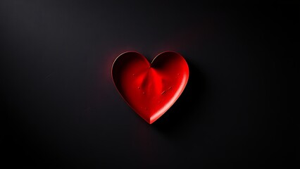 Abstract red heart symbol on textured dark background, evoking deep emotions with dramatic lighting.