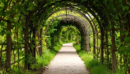 Obraz premium Lush garden walkway under arching vines
