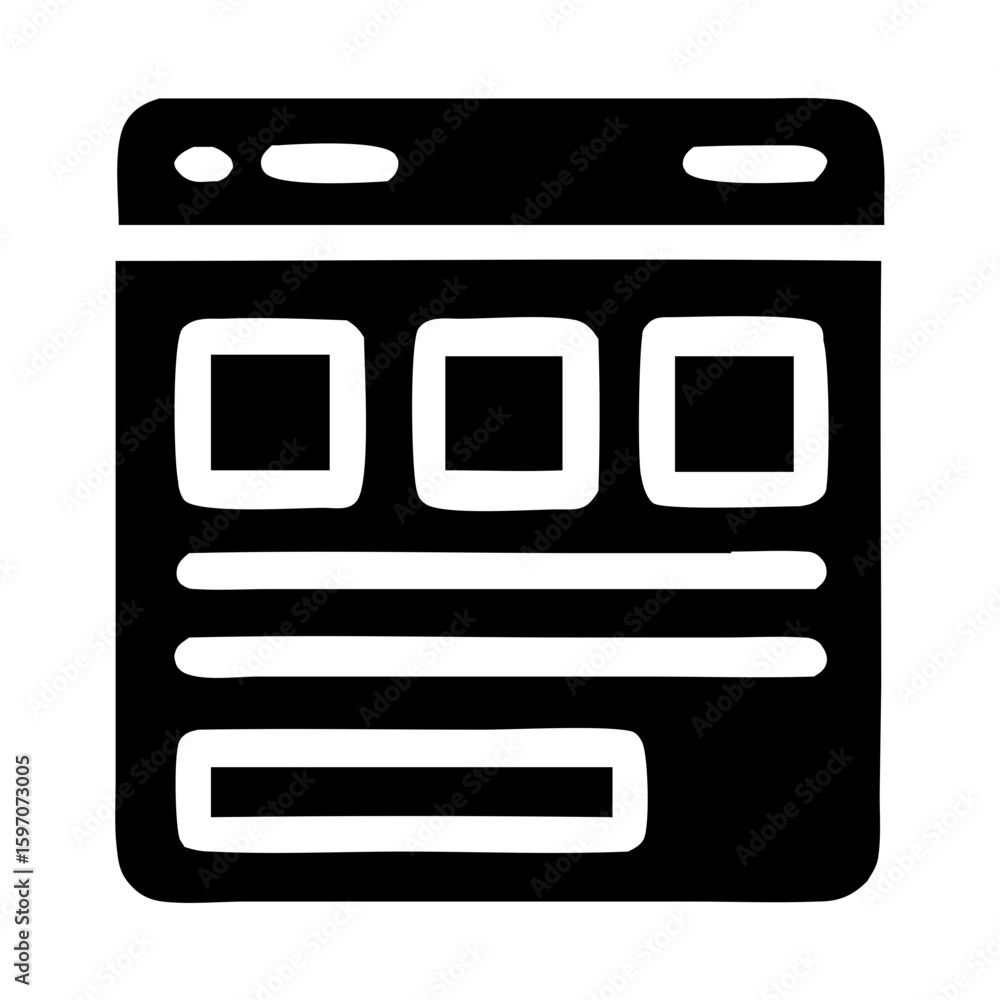 Poster black glyph browser interface layout mockup window app design element