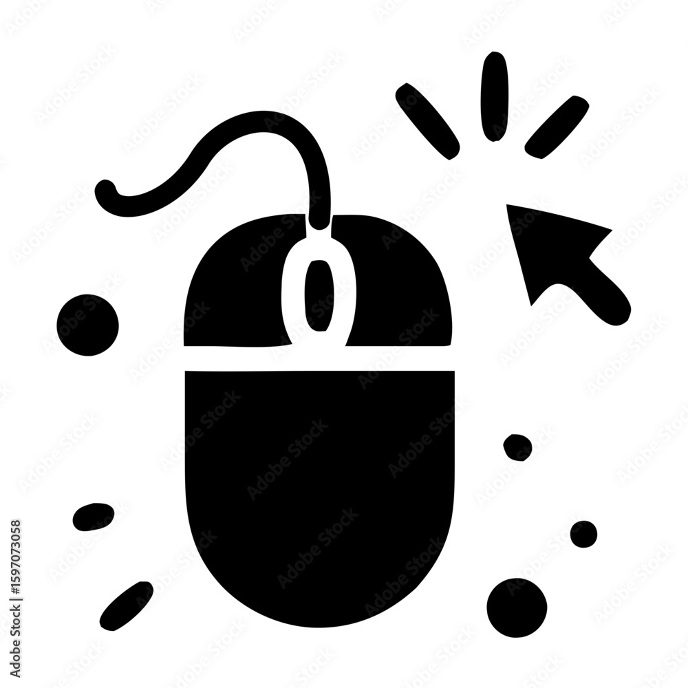 Poster simple line art computer mouse click pointer technology icon symbol