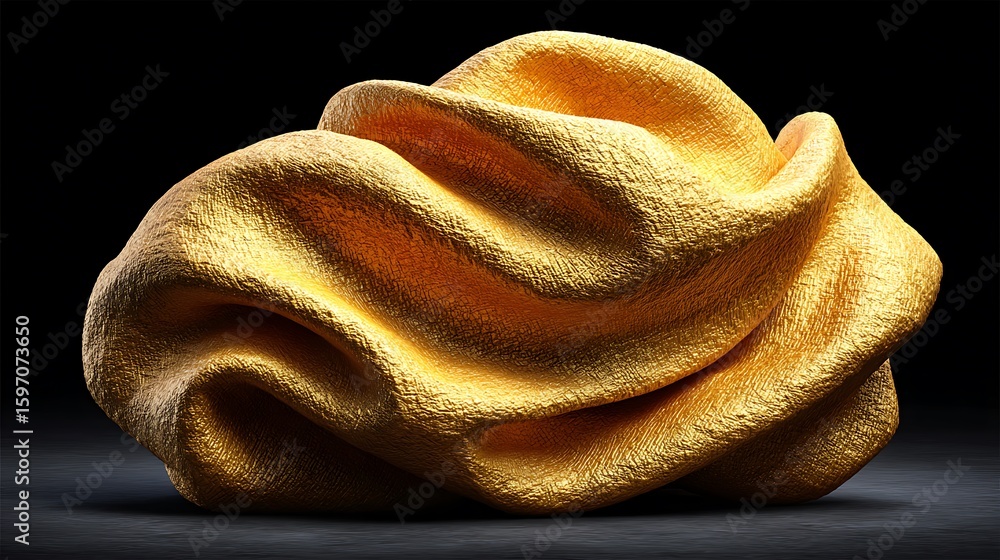 Poster a smooth yet crumpled golden metallic paper surface showing fine texture and light interplay across 