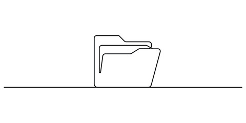 Continuous one line drawing of office folder simple outline vector illustration
